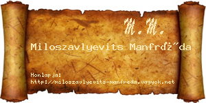 Miloszavlyevits Manfréda névjegykártya